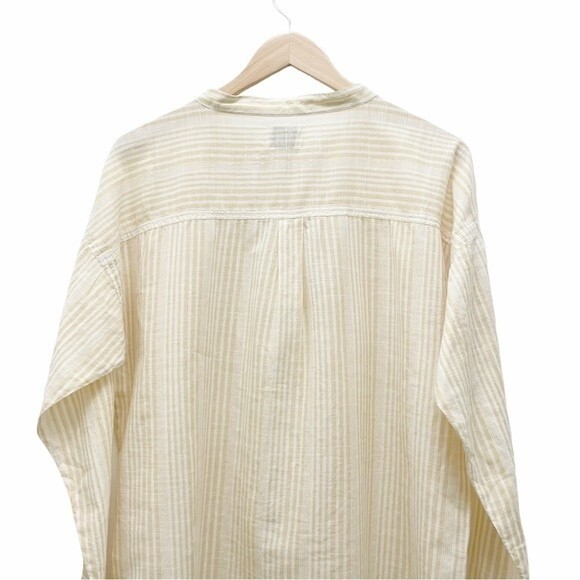 NWT Wrap London Striped Cotton Snap Front Oversized Blouse Tuscan Sun Size 6 NEW - Picture 5 of 15